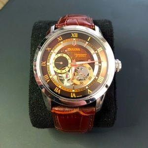 Bulova Brown Leather Stainless Steel Watch